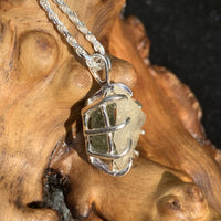 Moldavite & Libyan Gold Tektite Necklace Silver