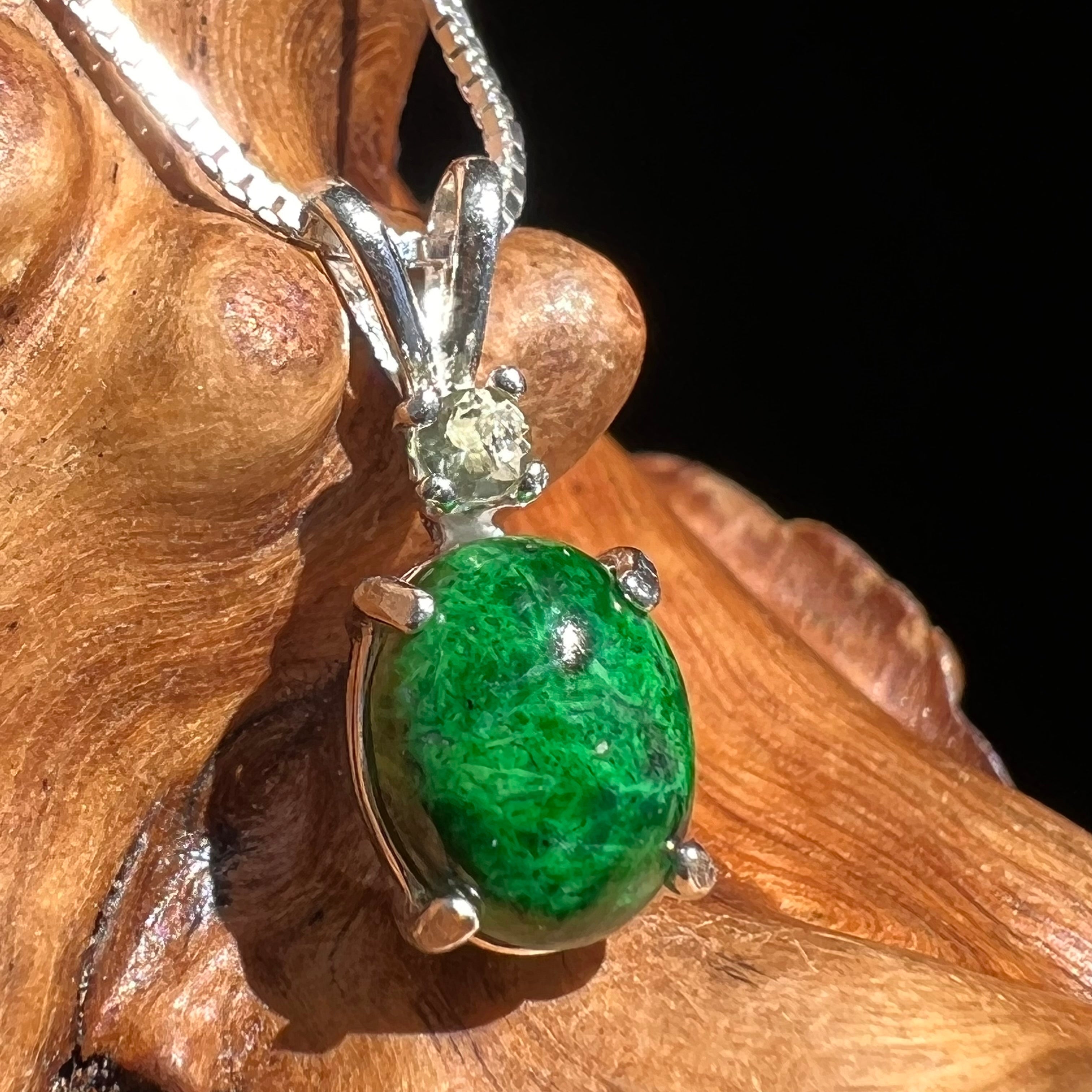 Two Line Natural Faceted Jade Necklace with Side Pendant