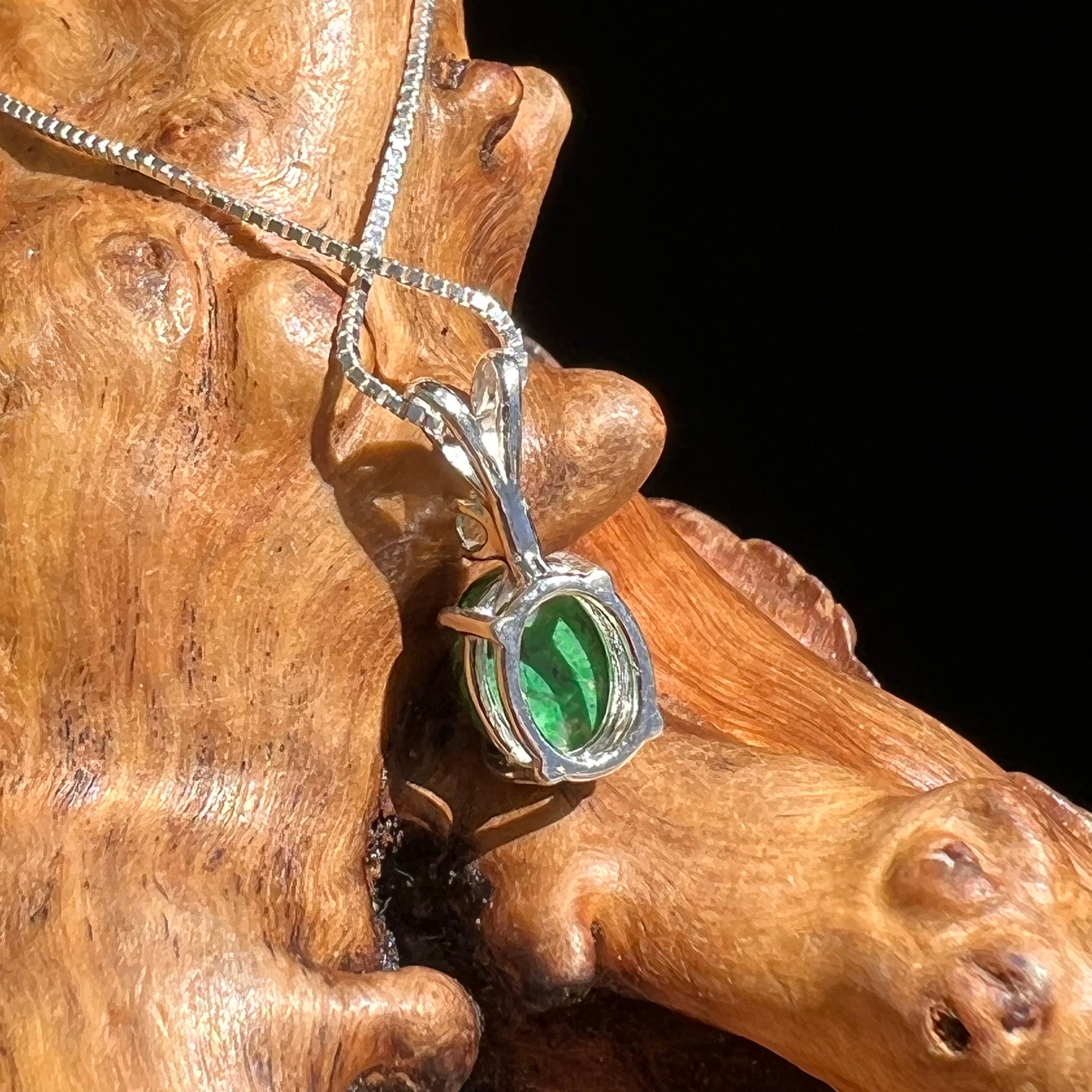 Moldavite & Maw Sit Sit Jade Necklace Silver #2491-Moldavite Life