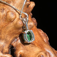 Moldavite & Maw Sit Sit Jade Necklace Silver #2493-Moldavite Life