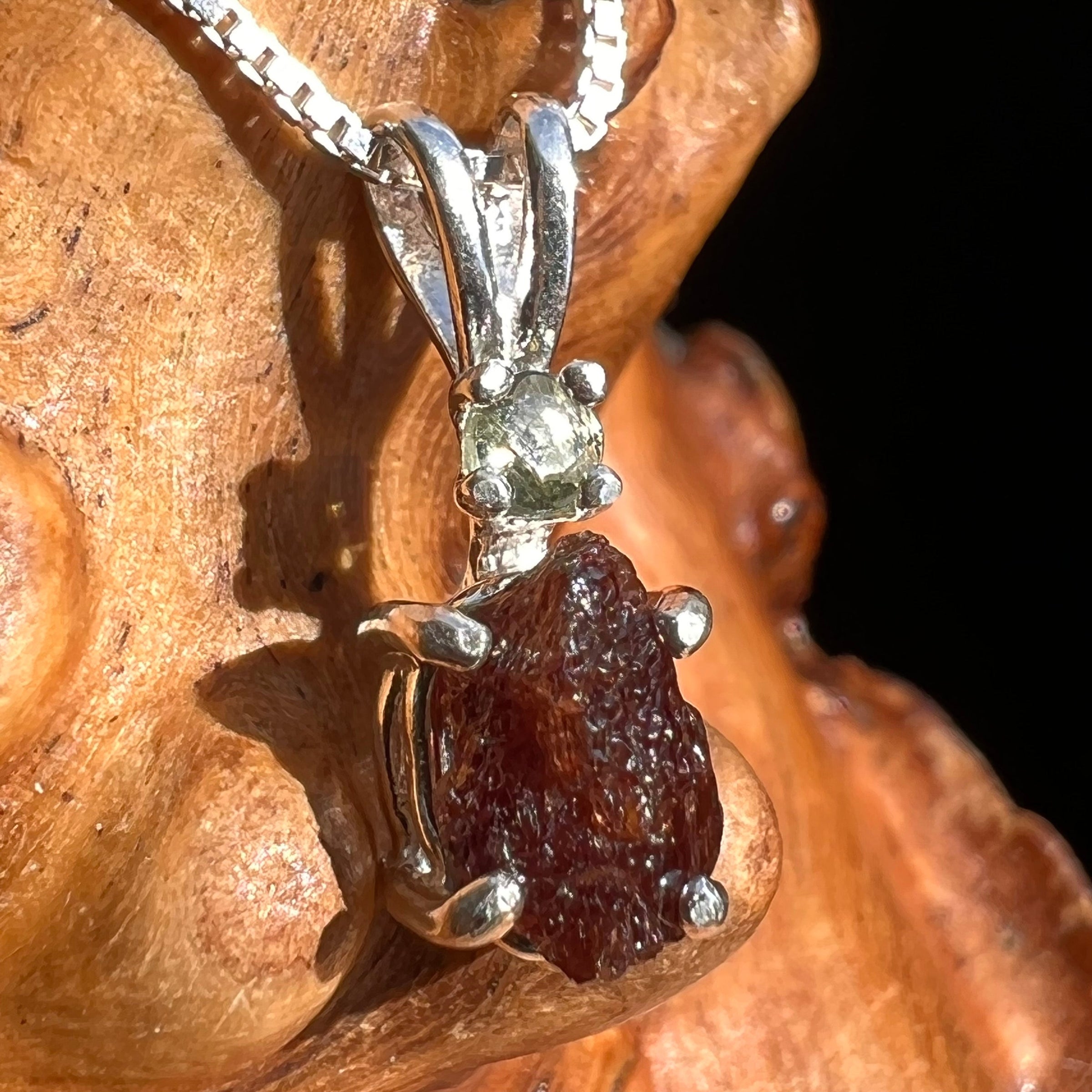 Moldavite & Painite Pendant Necklace Silver Sterling #2956-Moldavite Life