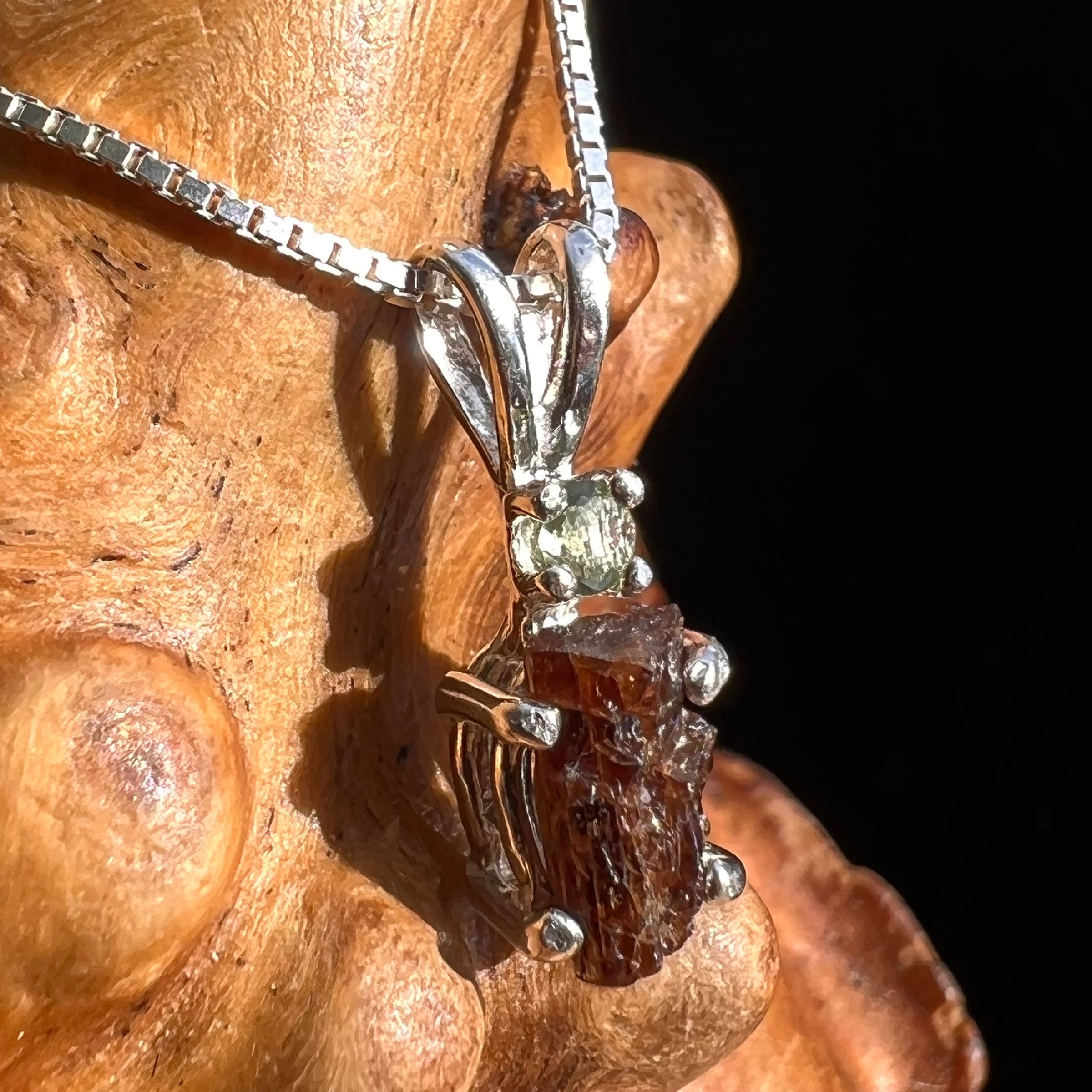 Moldavite & Painite Pendant Necklace Silver Sterling #2957-Moldavite Life
