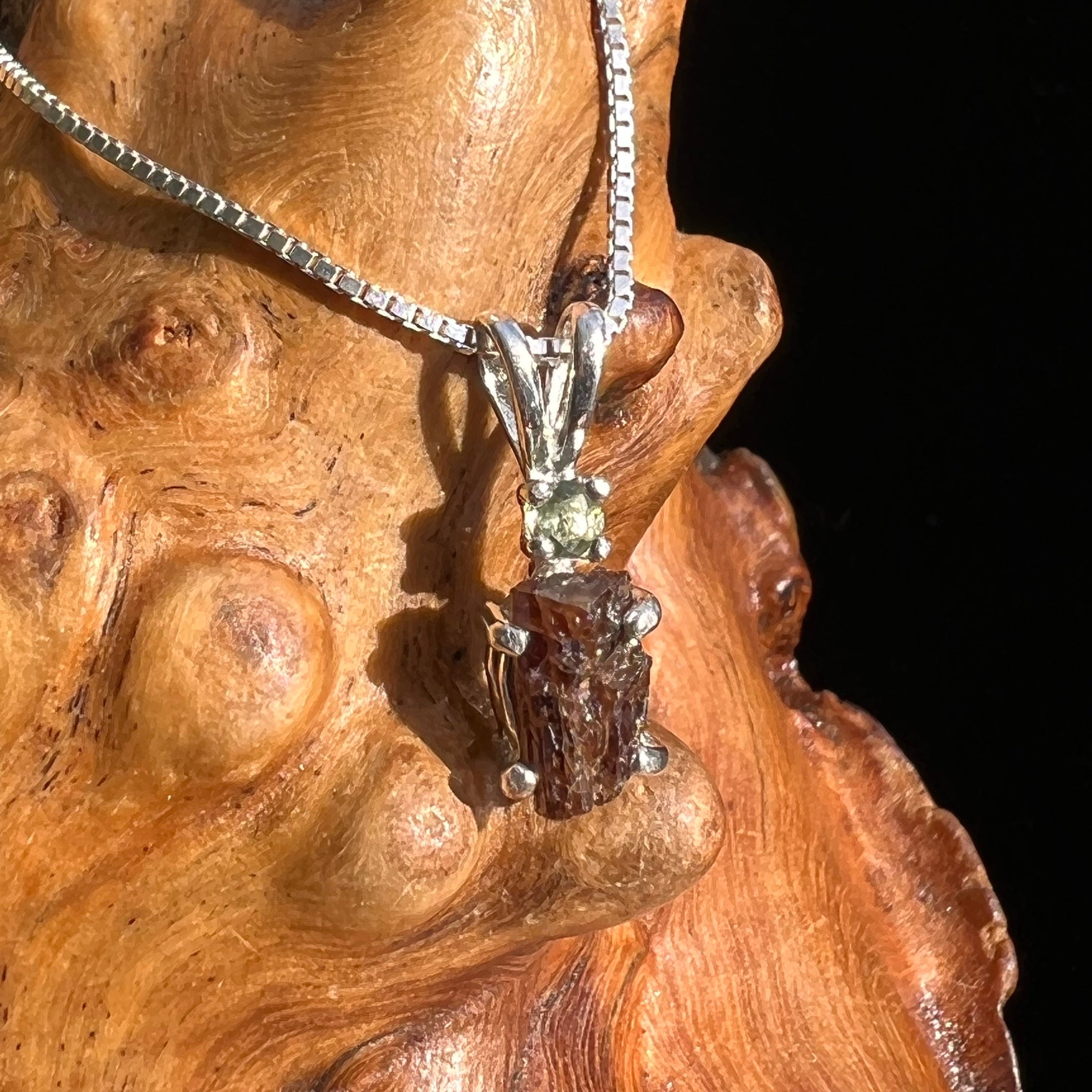 Moldavite & Painite Pendant Necklace Silver Sterling #2957-Moldavite Life