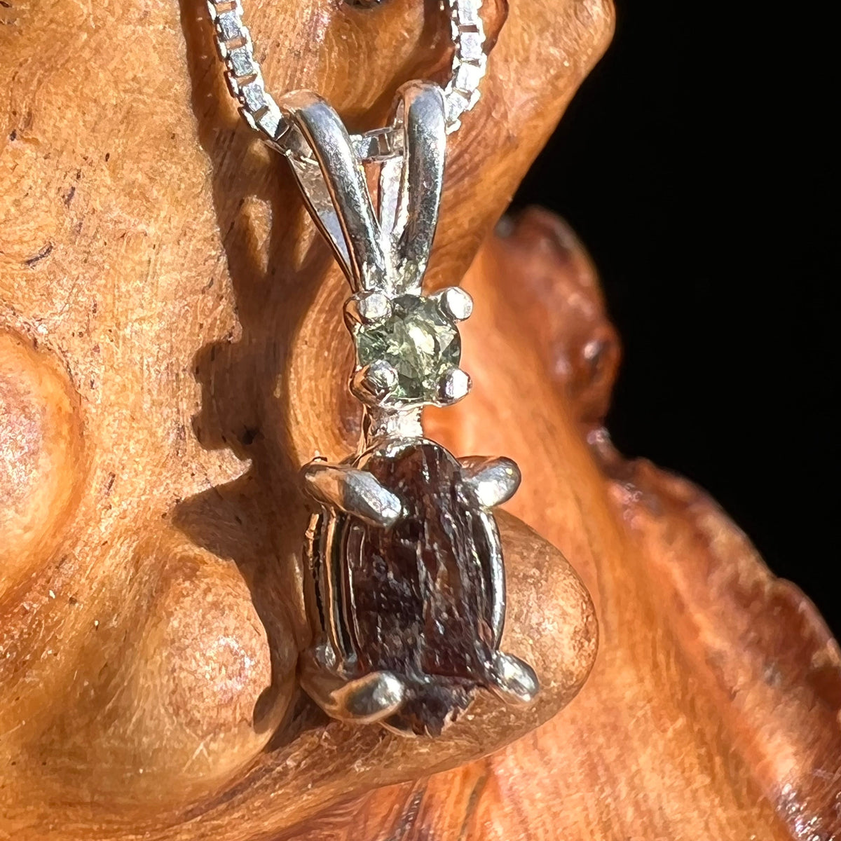 Moldavite & Painite Pendant Necklace Silver Sterling #2958-Moldavite Life