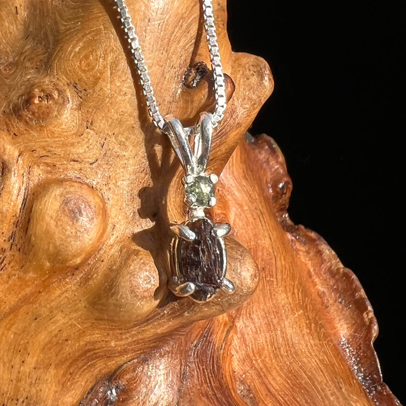 Moldavite & Painite Pendant Necklace Silver Sterling #2958-Moldavite Life