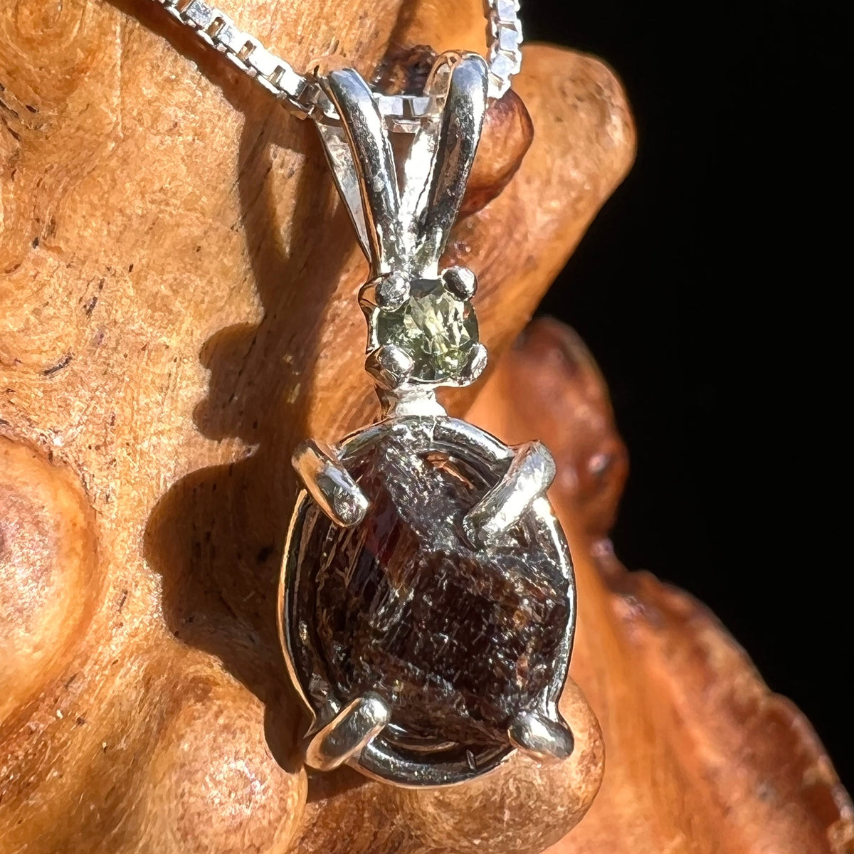 Moldavite & Painite Pendant Necklace Silver Sterling #2959-Moldavite Life