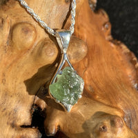 Moldavite Pendant Drop Silver Sterling-Moldavite Life