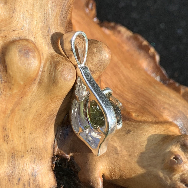 Moldavite Pendant Drop Silver Sterling-Moldavite Life