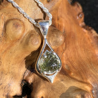 Moldavite Pendant Drop Silver Sterling-Moldavite Life