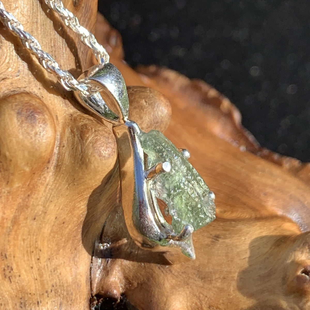 Moldavite Pendant Drop Silver Sterling-Moldavite Life