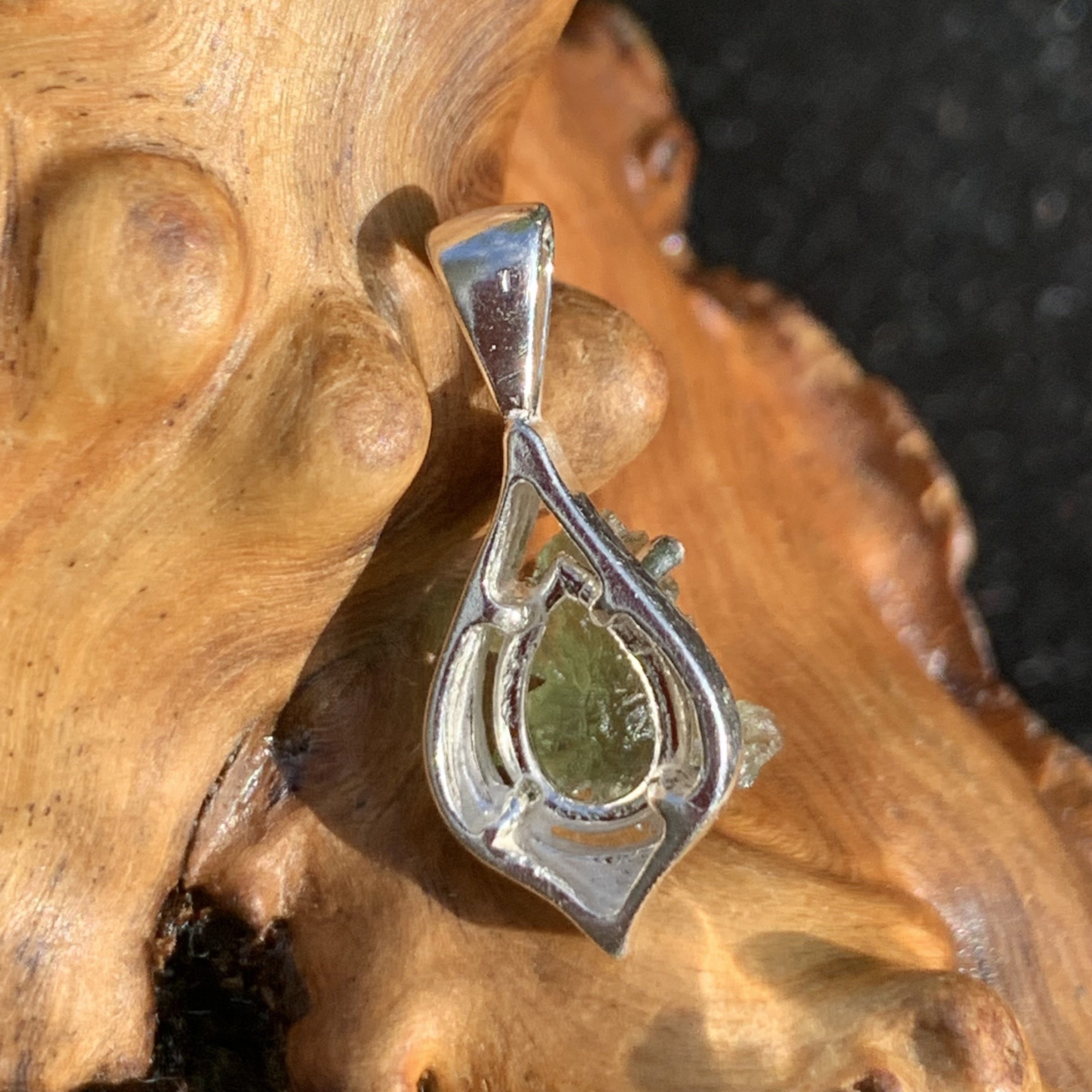 Moldavite Pendant Drop Silver Sterling-Moldavite Life