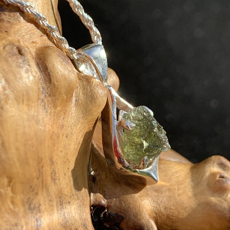 Moldavite Pendant Drop Silver Sterling-Moldavite Life