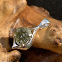 Moldavite Pendant Drop Silver Sterling-Moldavite Life