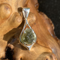 Moldavite Pendant Drop Silver Sterling-Moldavite Life