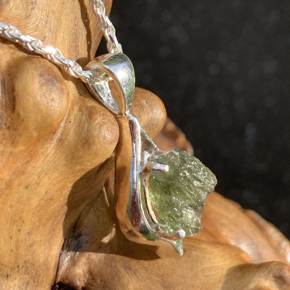 Moldavite Pendant Drop Silver Sterling-Moldavite Life