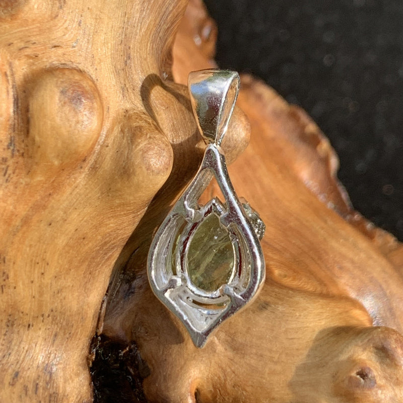 Moldavite Pendant Drop Silver Sterling-Moldavite Life