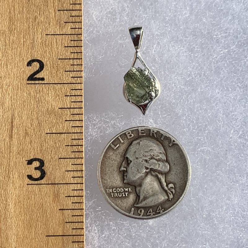 Moldavite Pendant Drop Silver Sterling-Moldavite Life