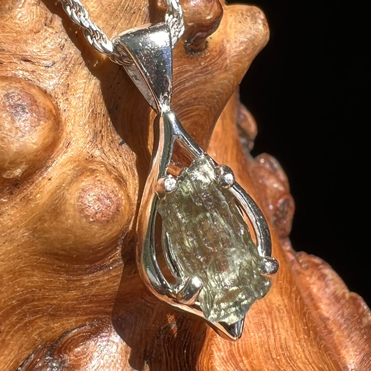 Moldavite Pendant Silver Sterling Natural #2466-Moldavite Life