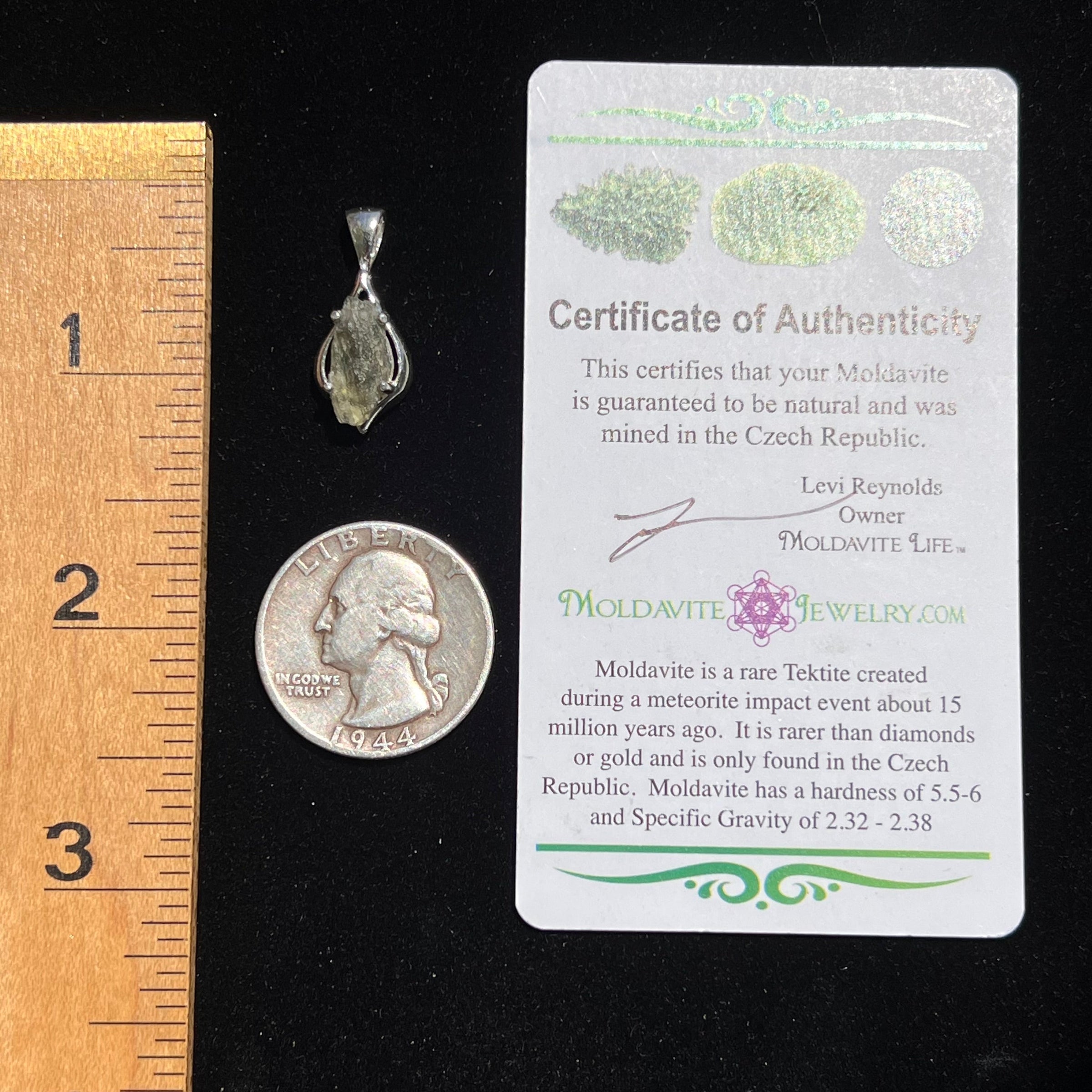 Moldavite Pendant Silver Sterling Natural #2468-Moldavite Life