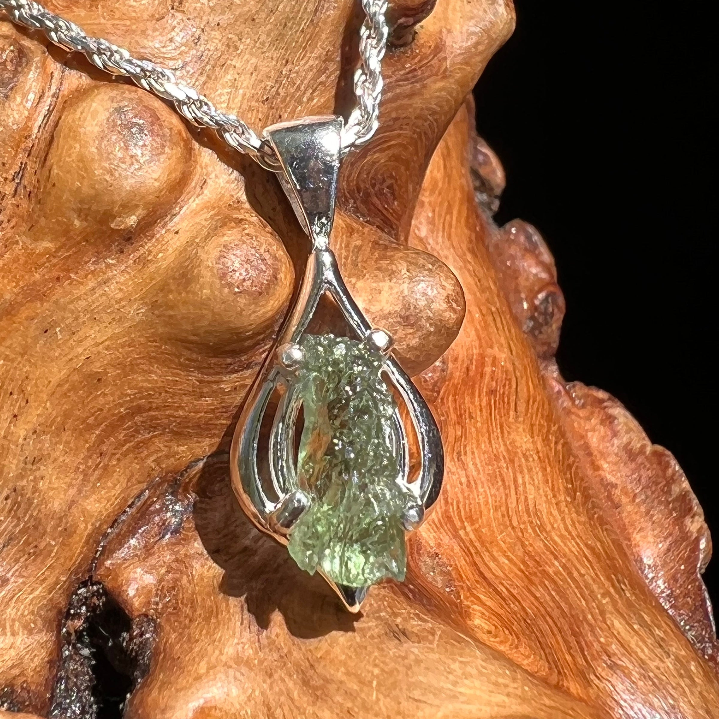 Moldavite Pendant Silver Sterling Natural #2469-Moldavite Life