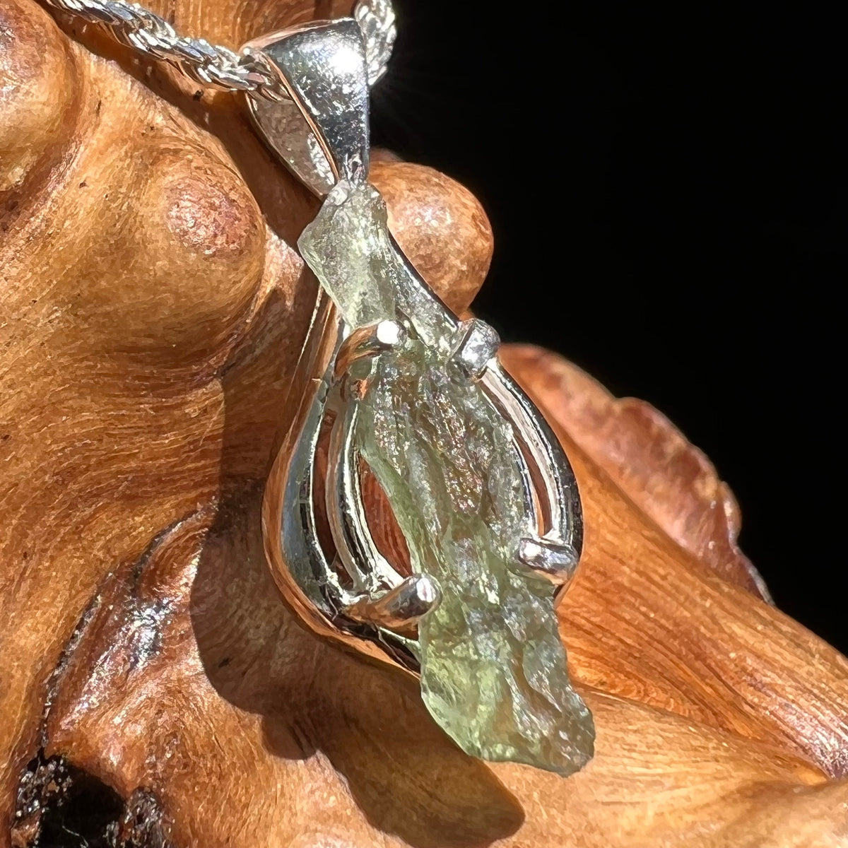 Moldavite Pendant Silver Sterling Natural #2470-Moldavite Life