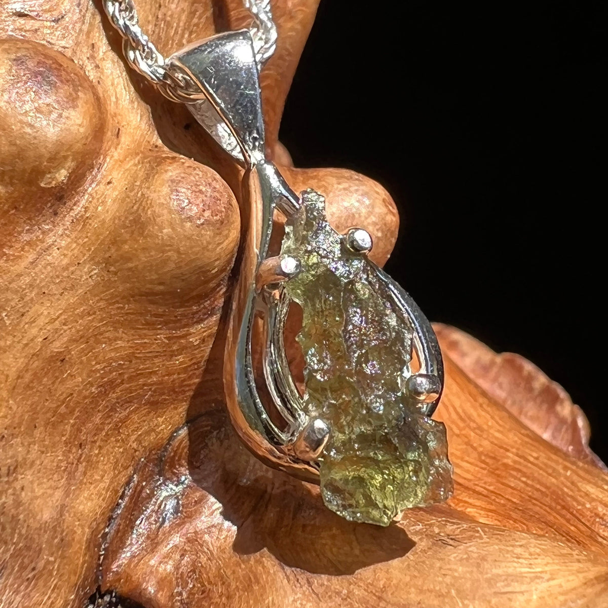 Moldavite Pendant Silver Sterling Natural #2471-Moldavite Life