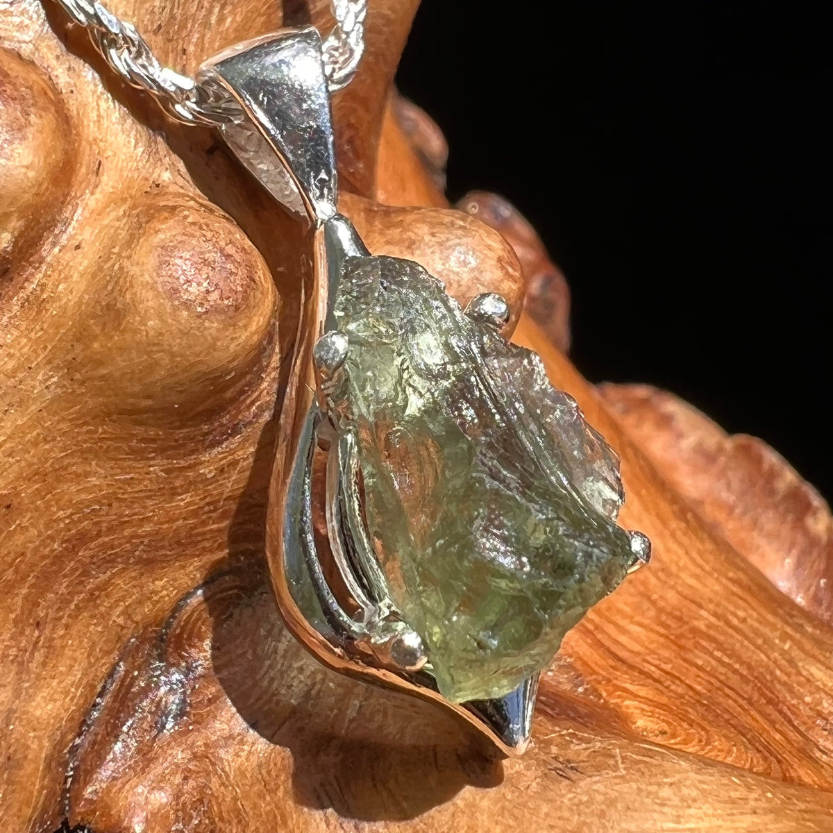 Moldavite Pendant Silver Sterling Natural #2472-Moldavite Life