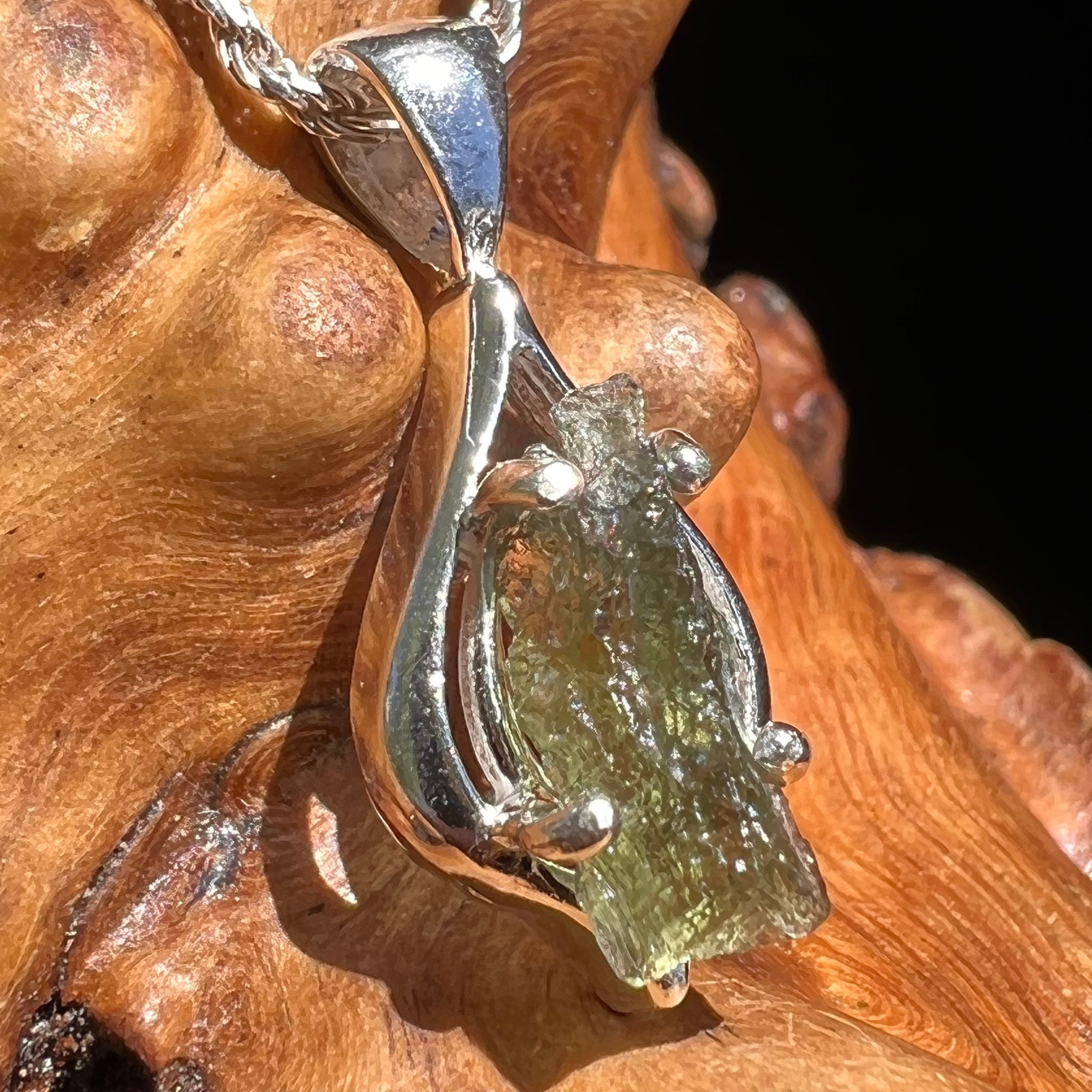 Moldavite Pendant Silver Sterling Natural #2473-Moldavite Life
