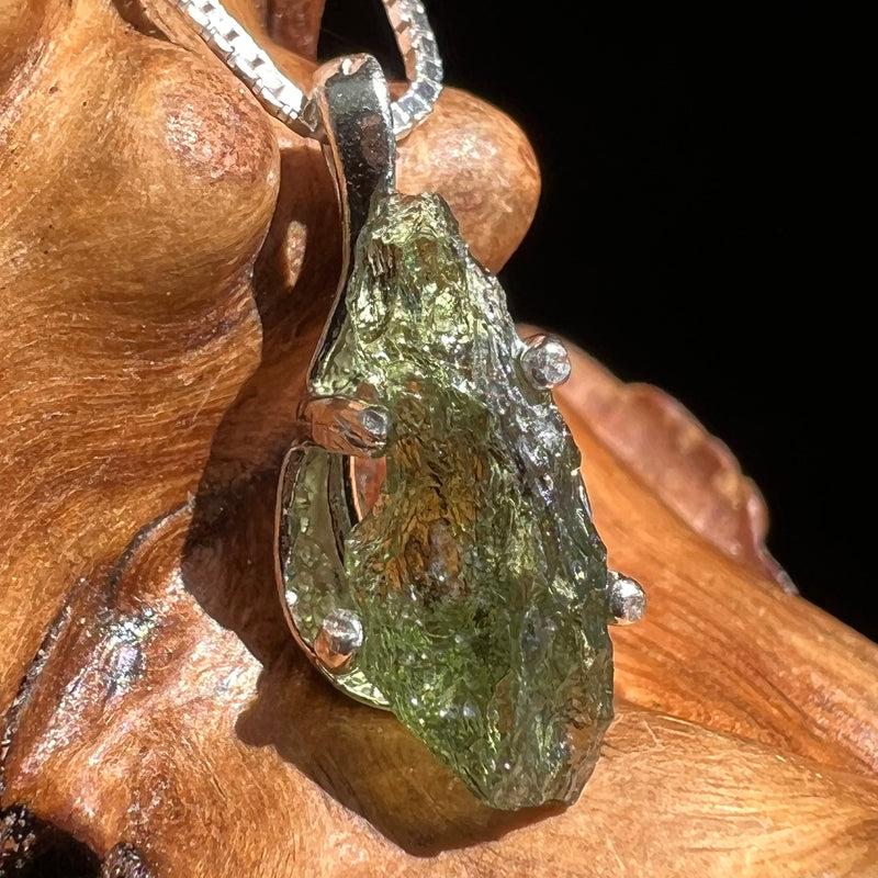Moldavite Pendant Silver Sterling Natural #2474-Moldavite Life