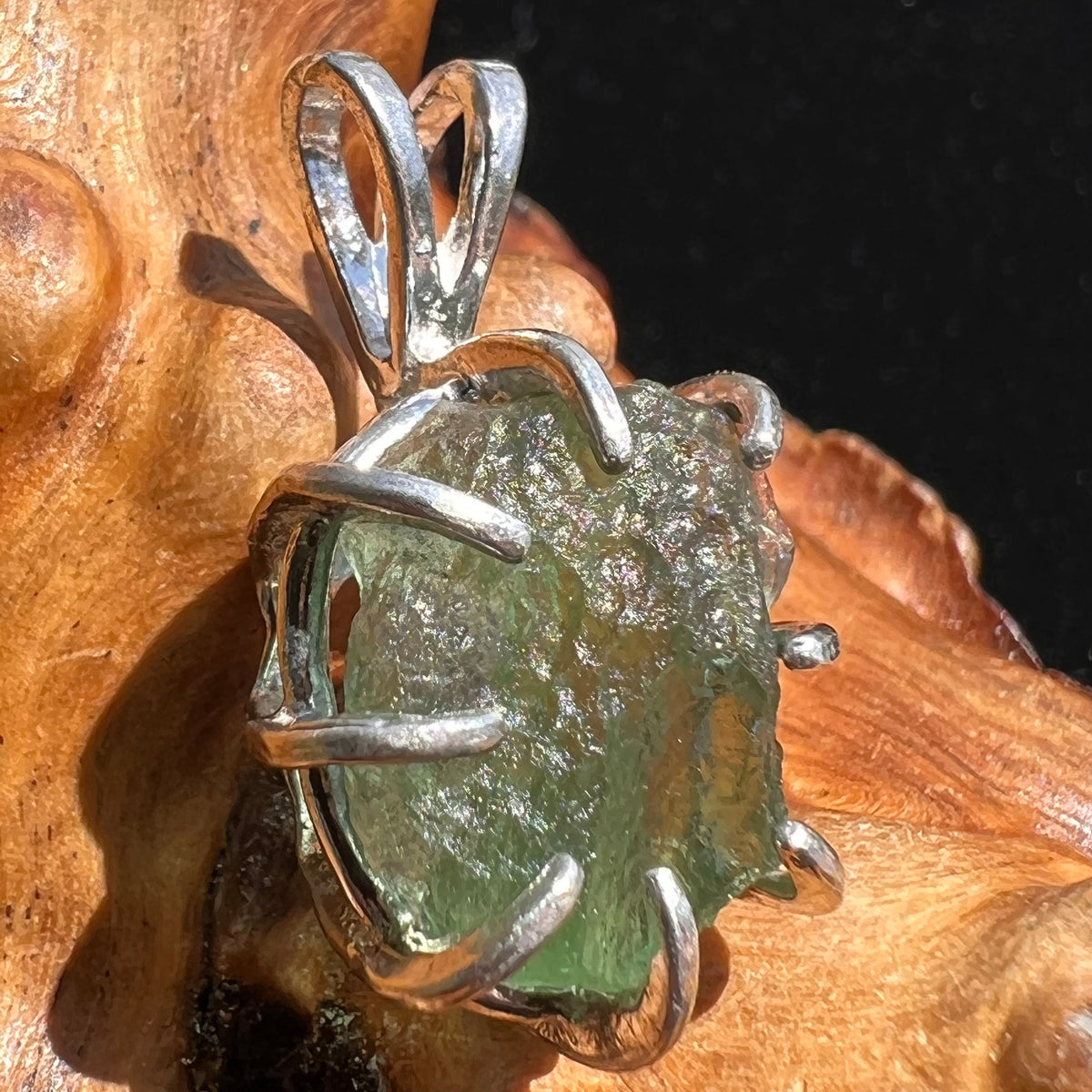 Moldavite Pendant Sterling Silver #2577-Moldavite Life