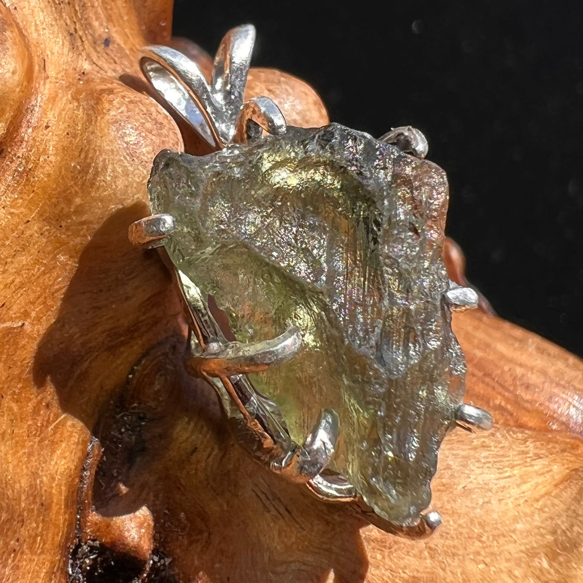 Moldavite Pendant Sterling Silver #2579-Moldavite Life