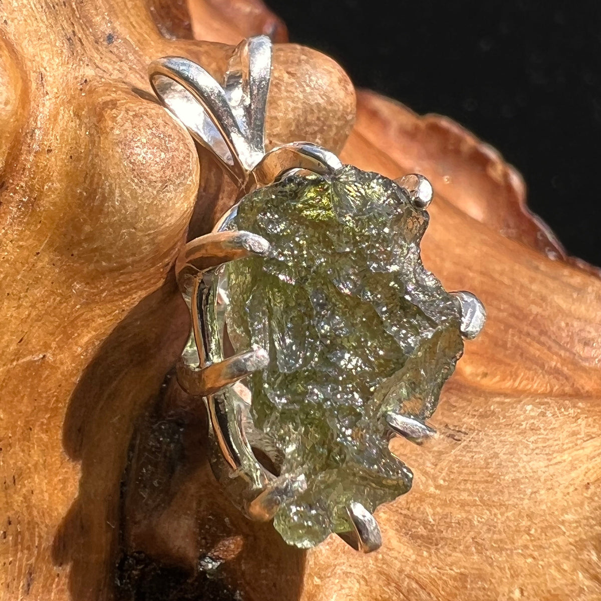 Moldavite Pendant Sterling Silver #2582-Moldavite Life