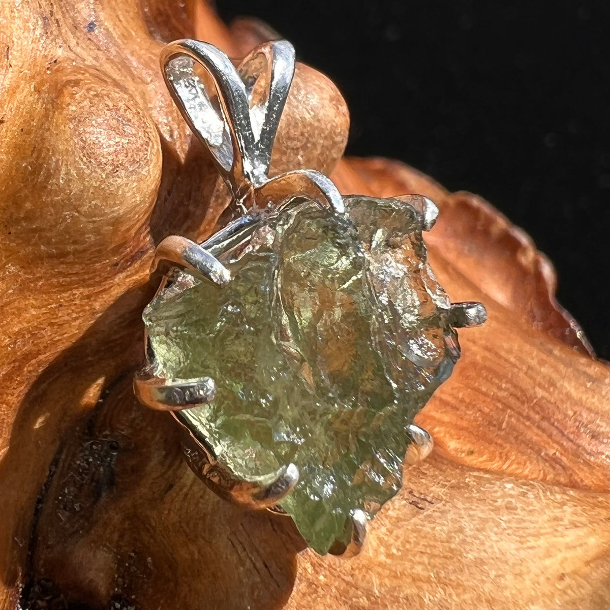 Moldavite Pendant Sterling Silver #2583-Moldavite Life