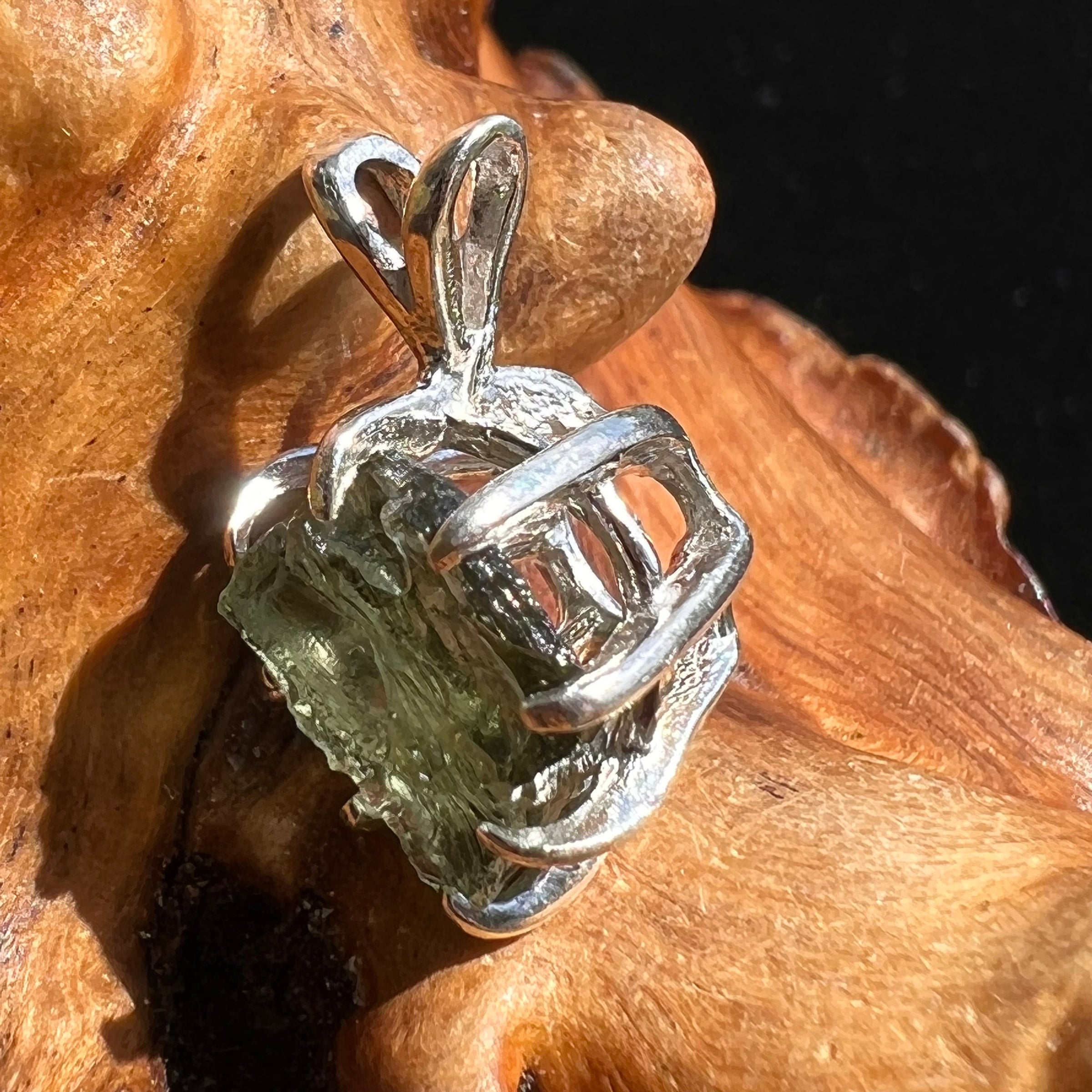 Moldavite Pendant Sterling Silver #2583-Moldavite Life