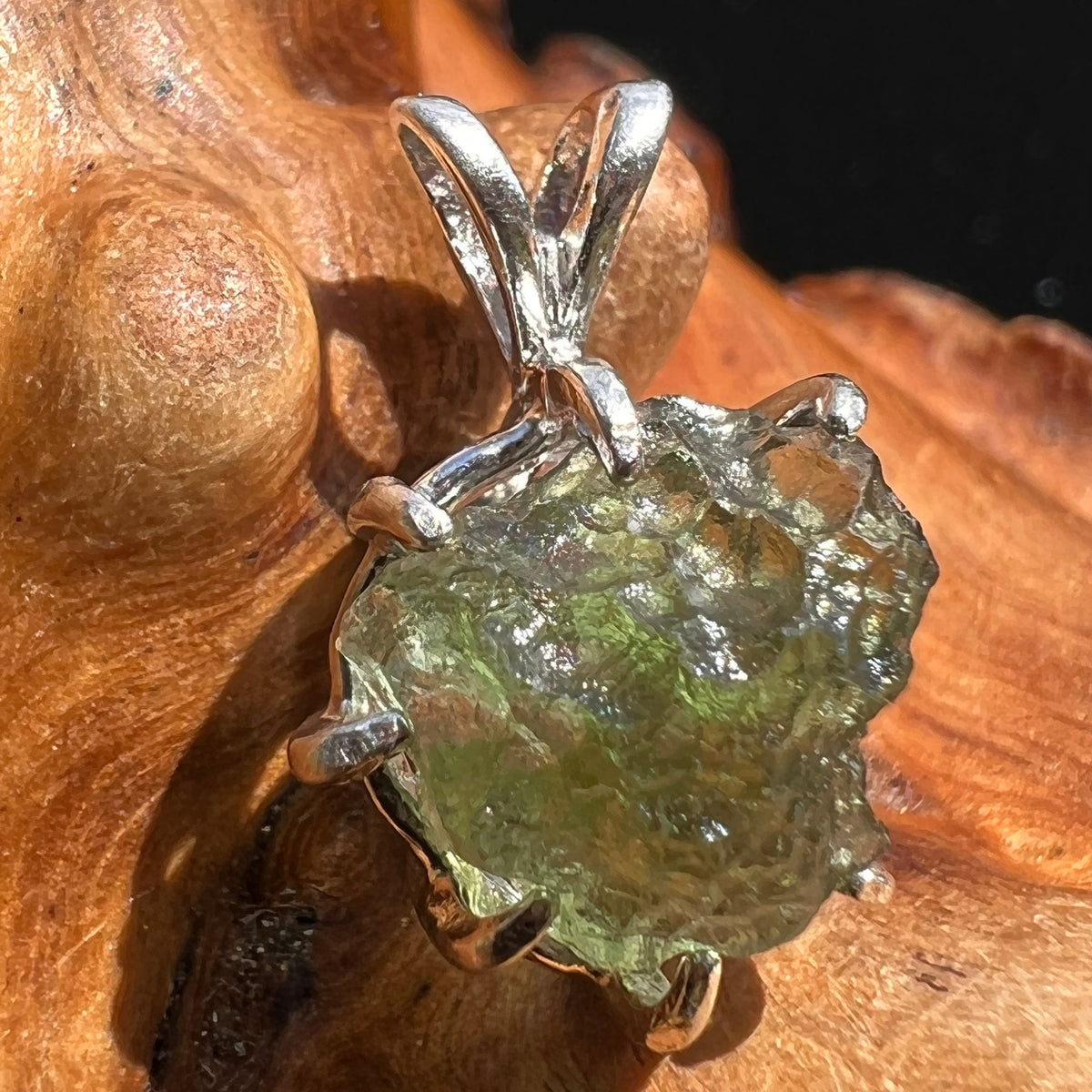 Moldavite Pendant Sterling Silver #2584-Moldavite Life