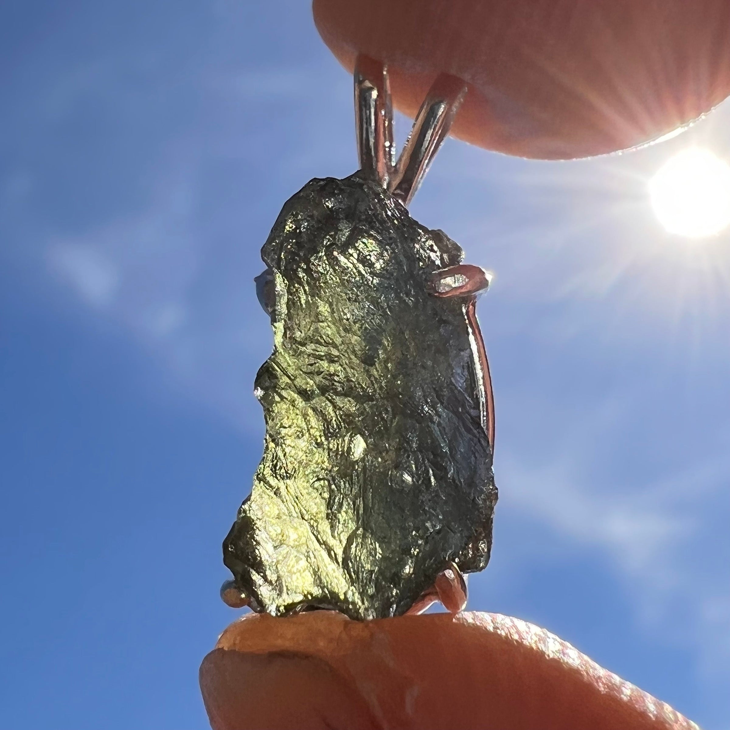 Moldavite Pendant Sterling Silver #3160-Moldavite Life