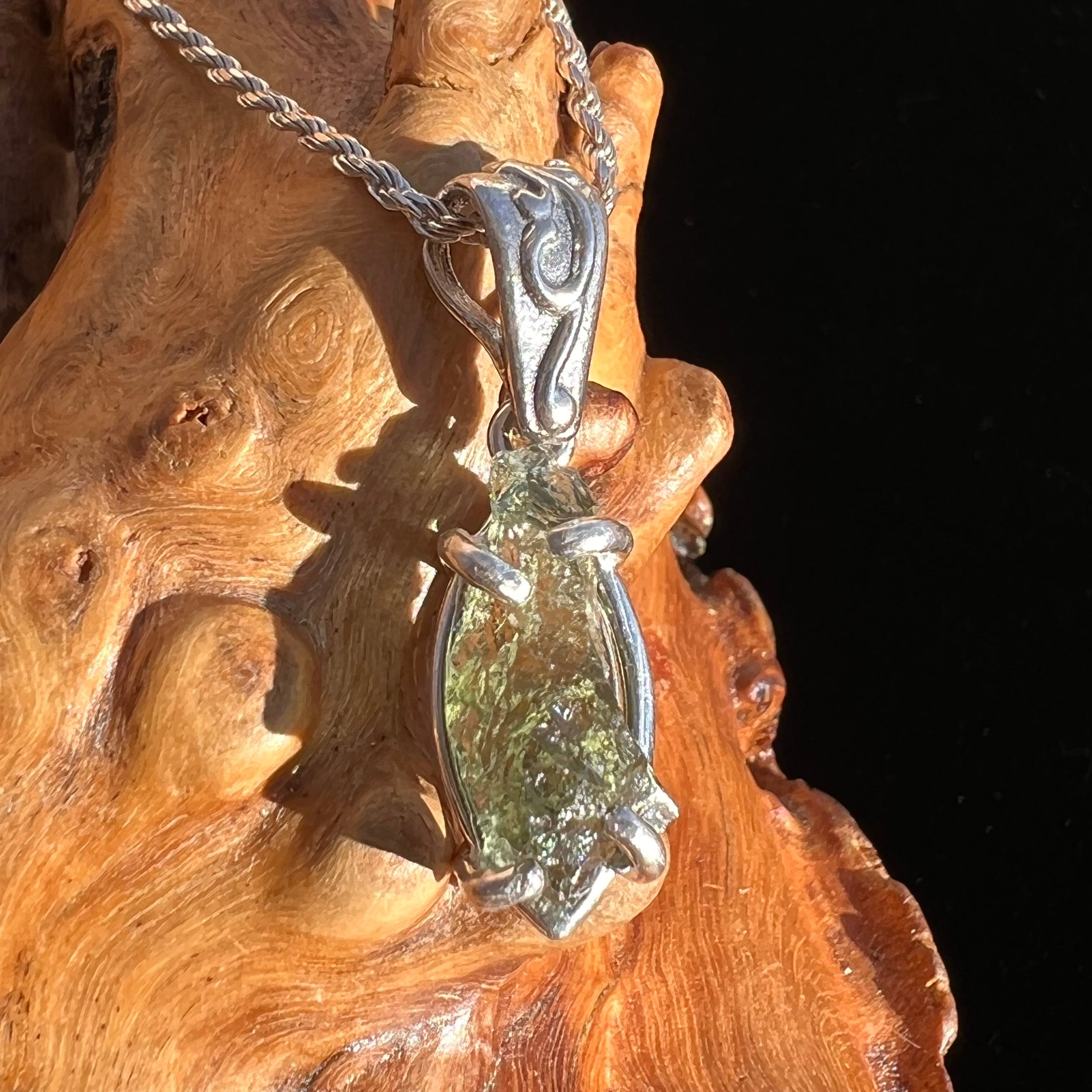 Moldavite Pendant Sterling Silver #3192-Moldavite Life