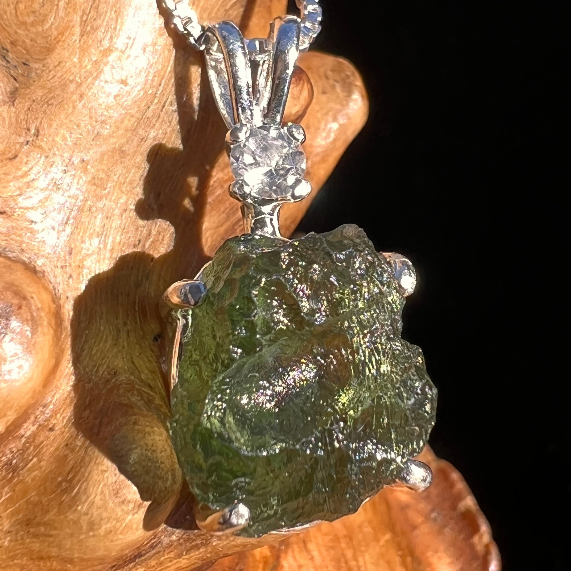 Moldavite & Petalite Necklace Sterling Silver #5020-Moldavite Life