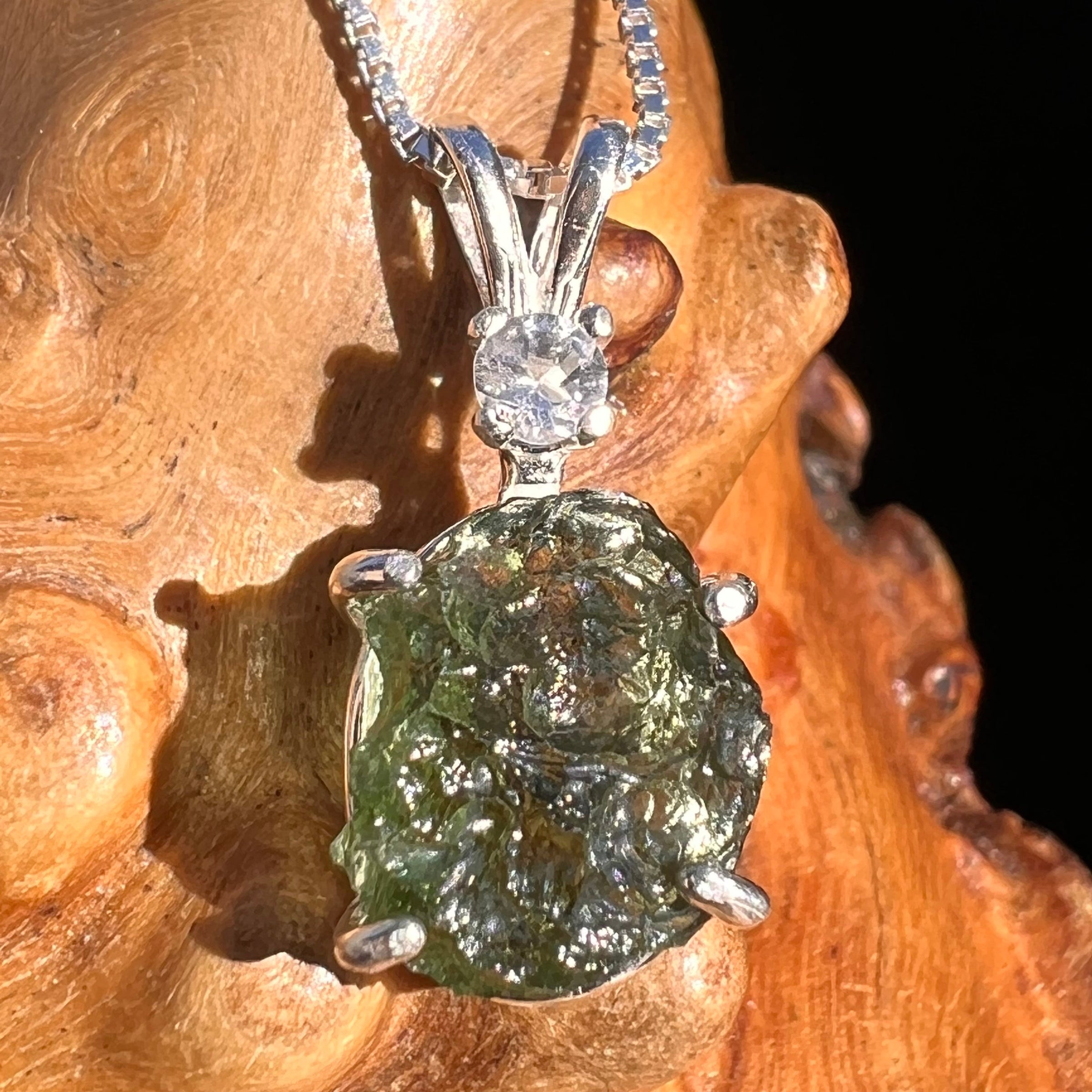 Moldavite & Petalite Necklace Sterling Silver #5022-Moldavite Life