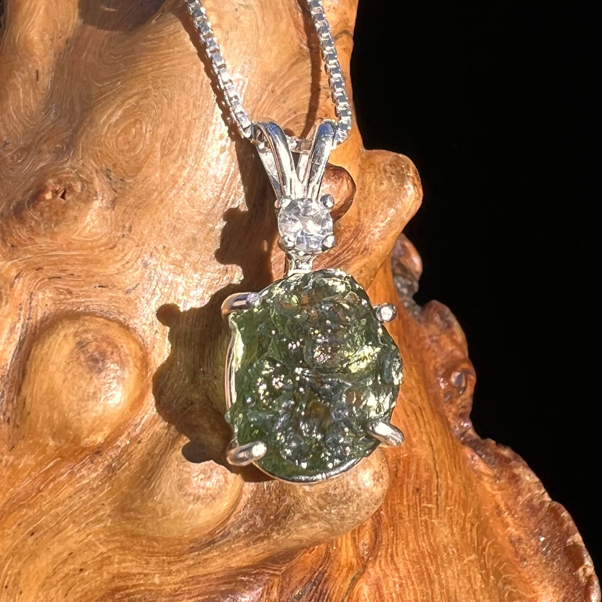 Moldavite & Petalite Necklace Sterling Silver #5022-Moldavite Life
