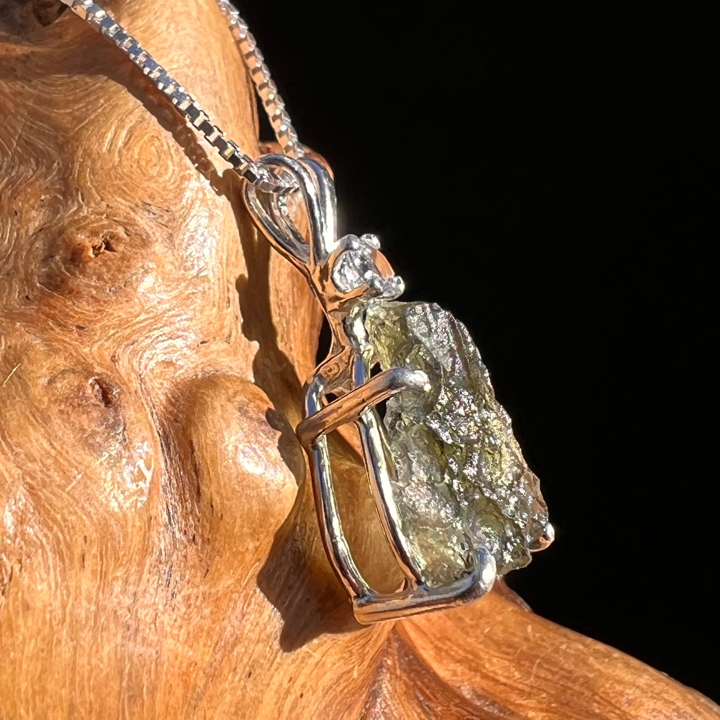 Moldavite & Petalite Necklace Sterling Silver #5023-Moldavite Life
