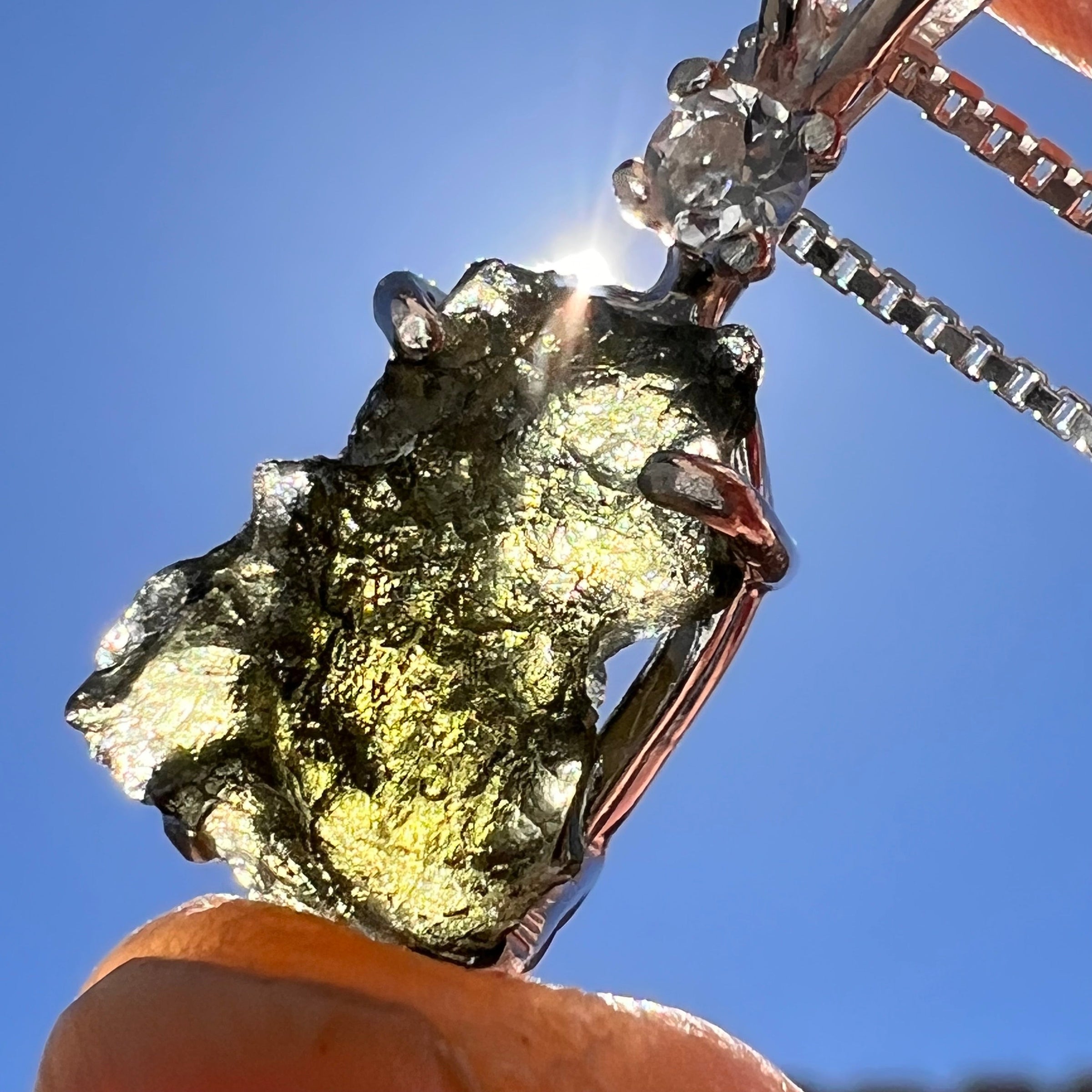 Moldavite & Petalite Necklace Sterling Silver #5024-Moldavite Life