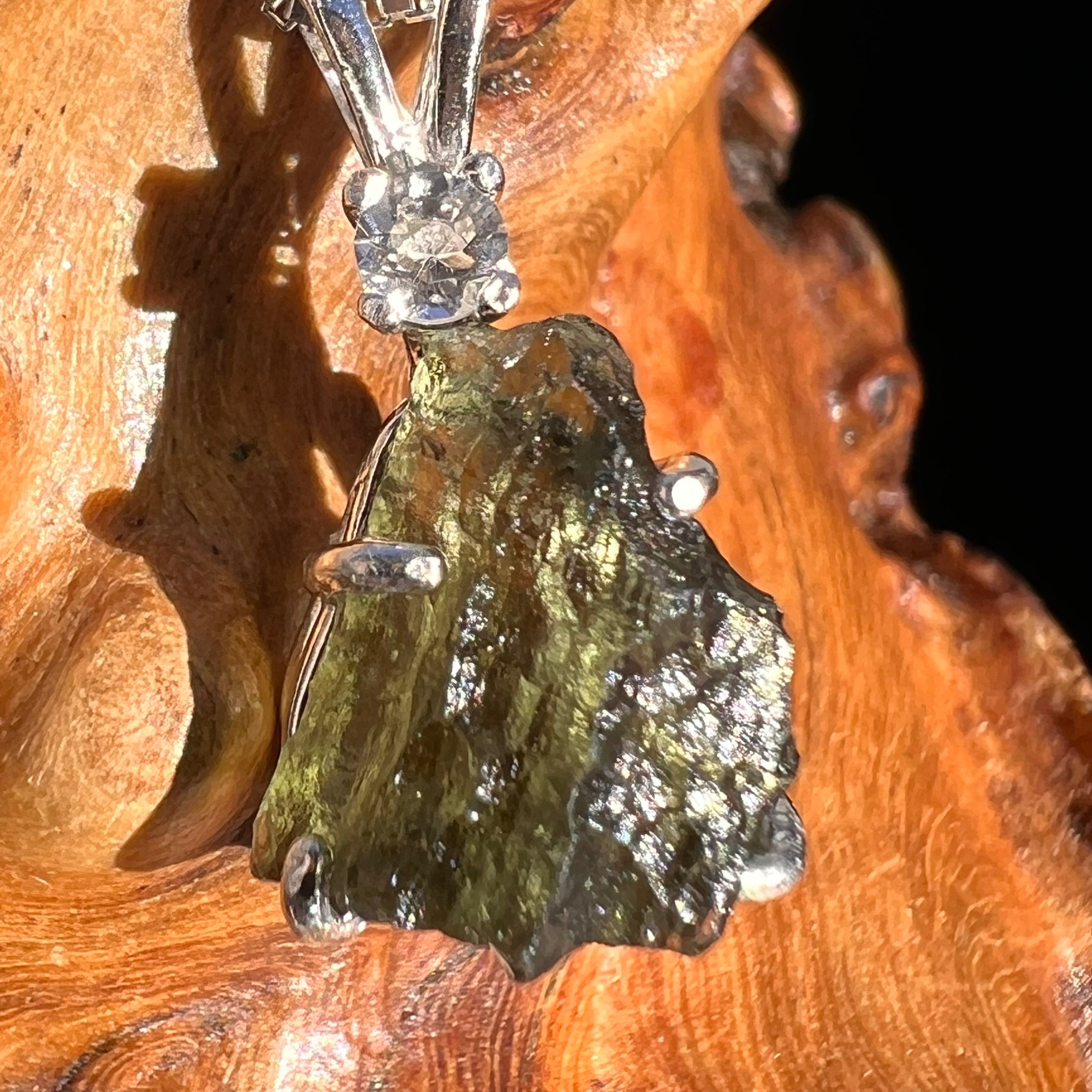 Moldavite & Petalite Necklace Sterling Silver #5025-Moldavite Life