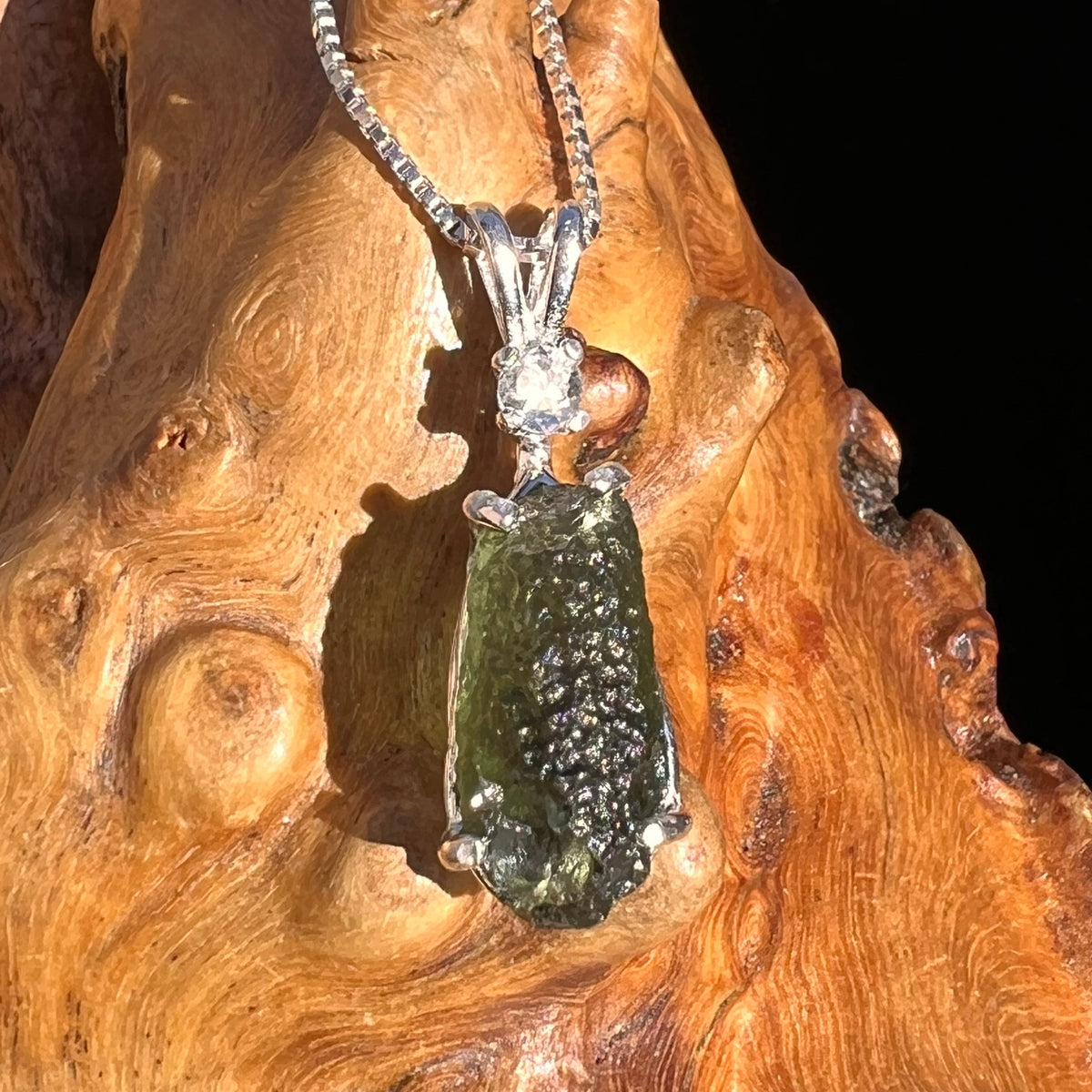 Moldavite & Petalite Necklace Sterling Silver #5028-Moldavite Life