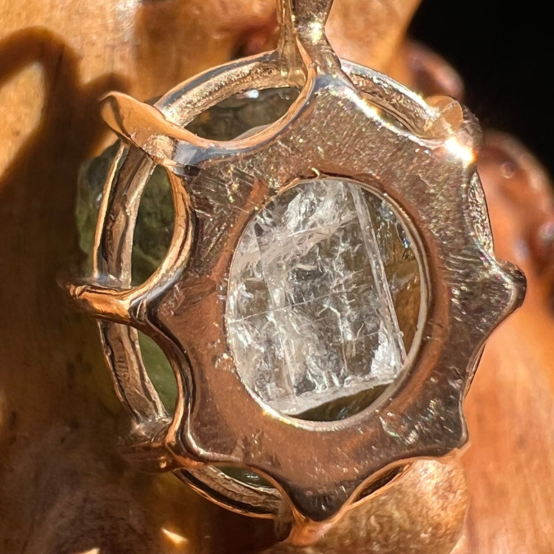 Moldavite & Phenacite Pendant 14k Gold #2999-Moldavite Life