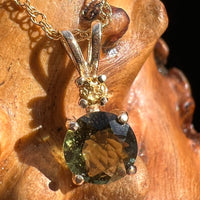 Moldavite & Raw Gold Nugget Pendant 14k Gold #2996-Moldavite Life