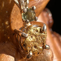 Moldavite & Raw Gold Nugget Pendant 14k Gold #2998-Moldavite Life