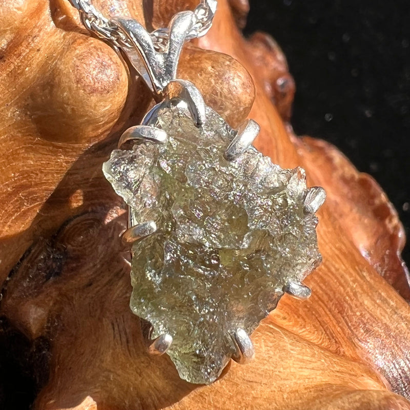 Moldavite Raw Pendant Sterling Silver #2352