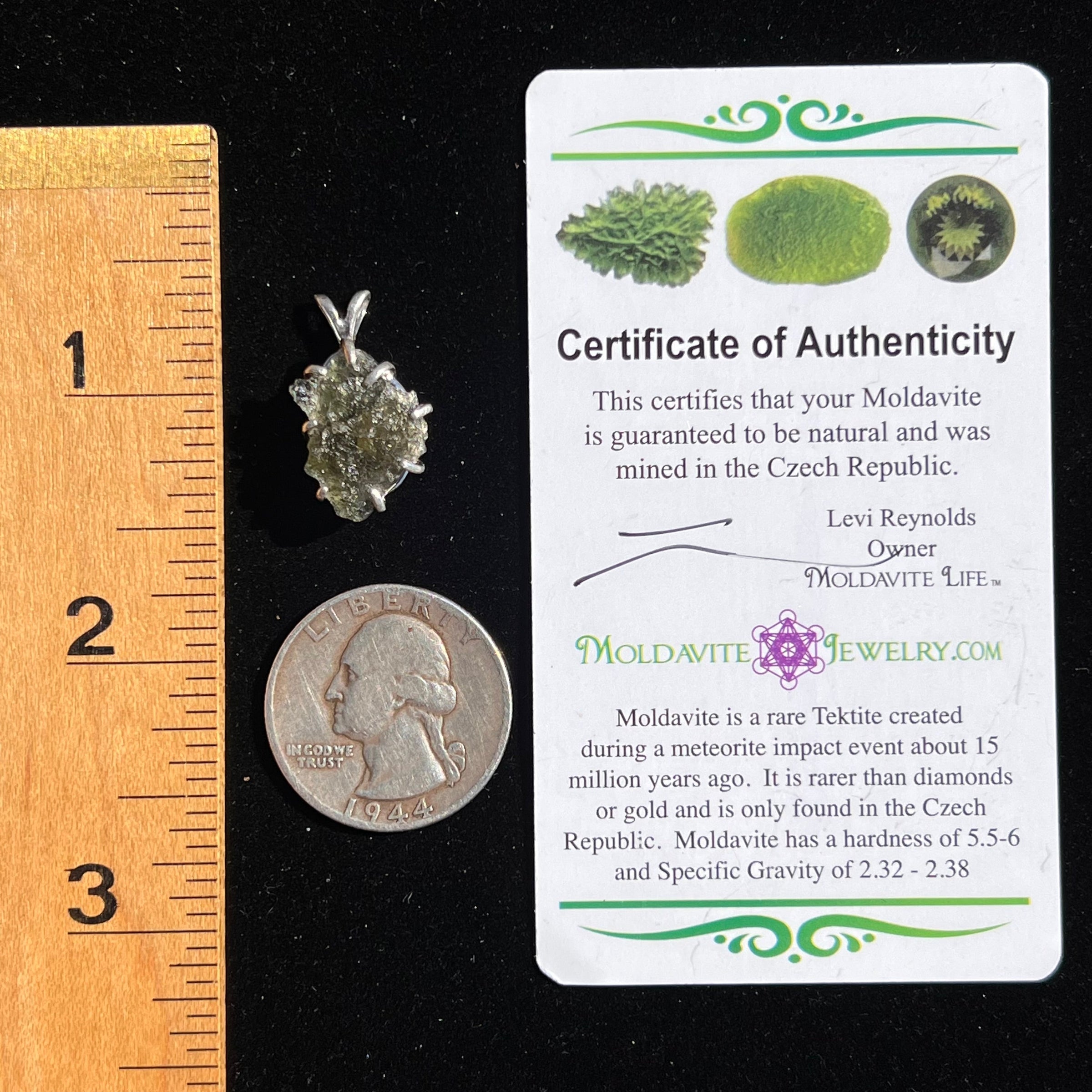 Moldavite Raw Pendant Sterling Silver #2352