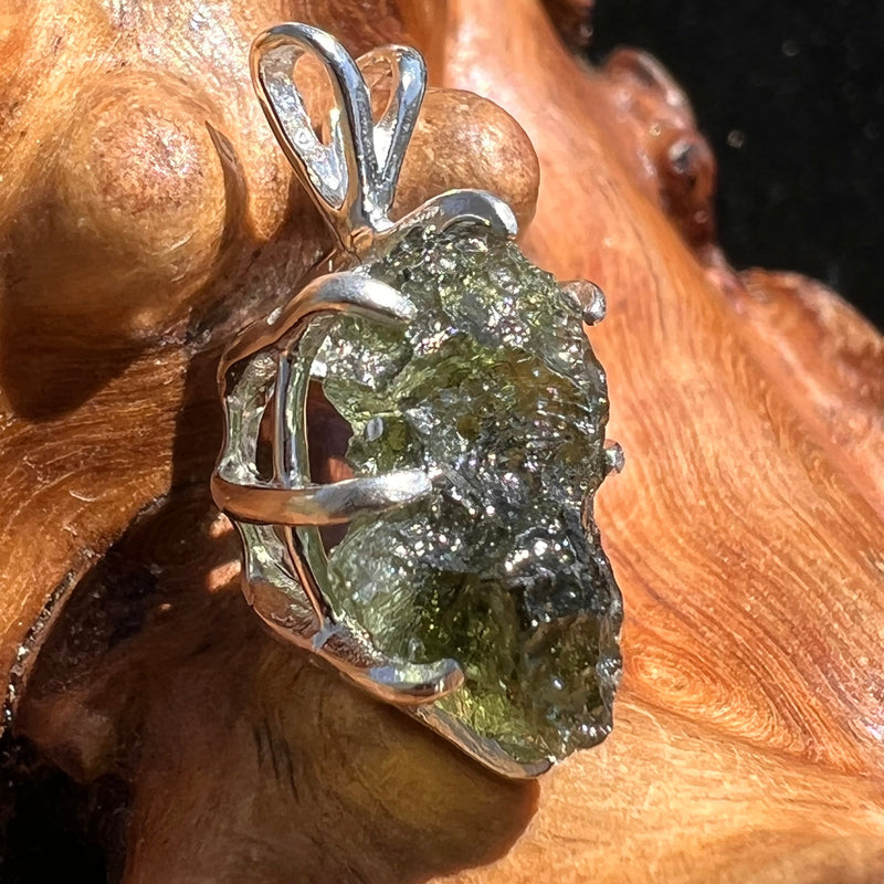 Moldavite Raw Pendant Sterling Silver #2365